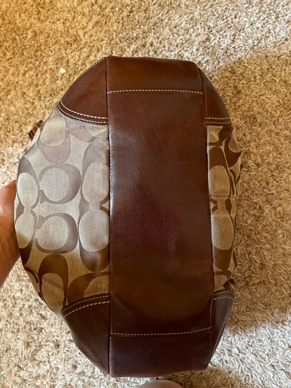 Coach Brown Signature Canvas Satchel with Leather Trim - Picture 3 of 8